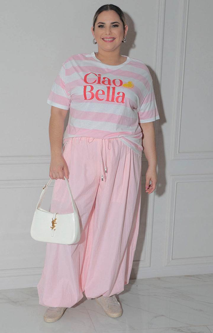 Blusa de rayas rosa - BLUSAS CURVY Boutiquemirel 