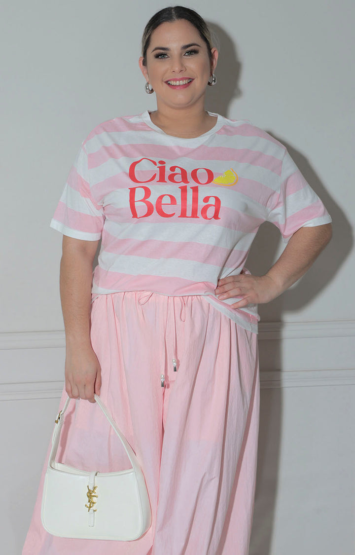 Blusa de rayas rosa - BLUSAS CURVY Boutiquemirel 