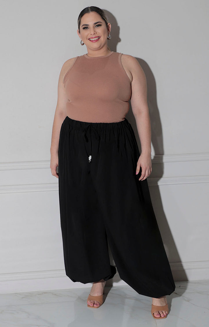 Pantalòn negro tipo globo - PANTALON CURVY Boutiquemirel 