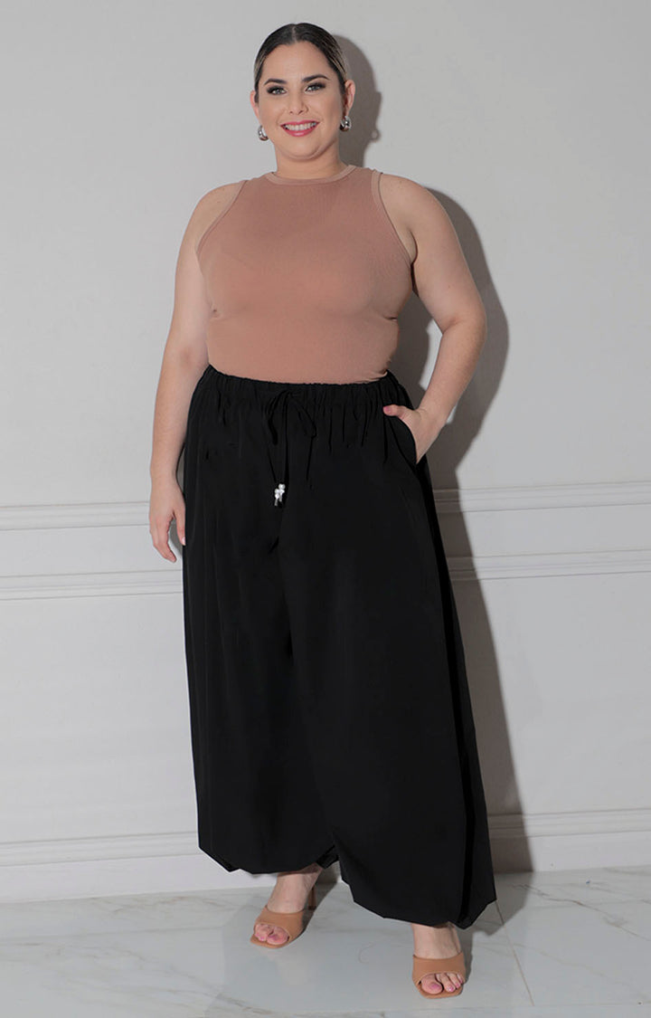 Pantalòn negro tipo globo - PANTALON CURVY Boutiquemirel 
