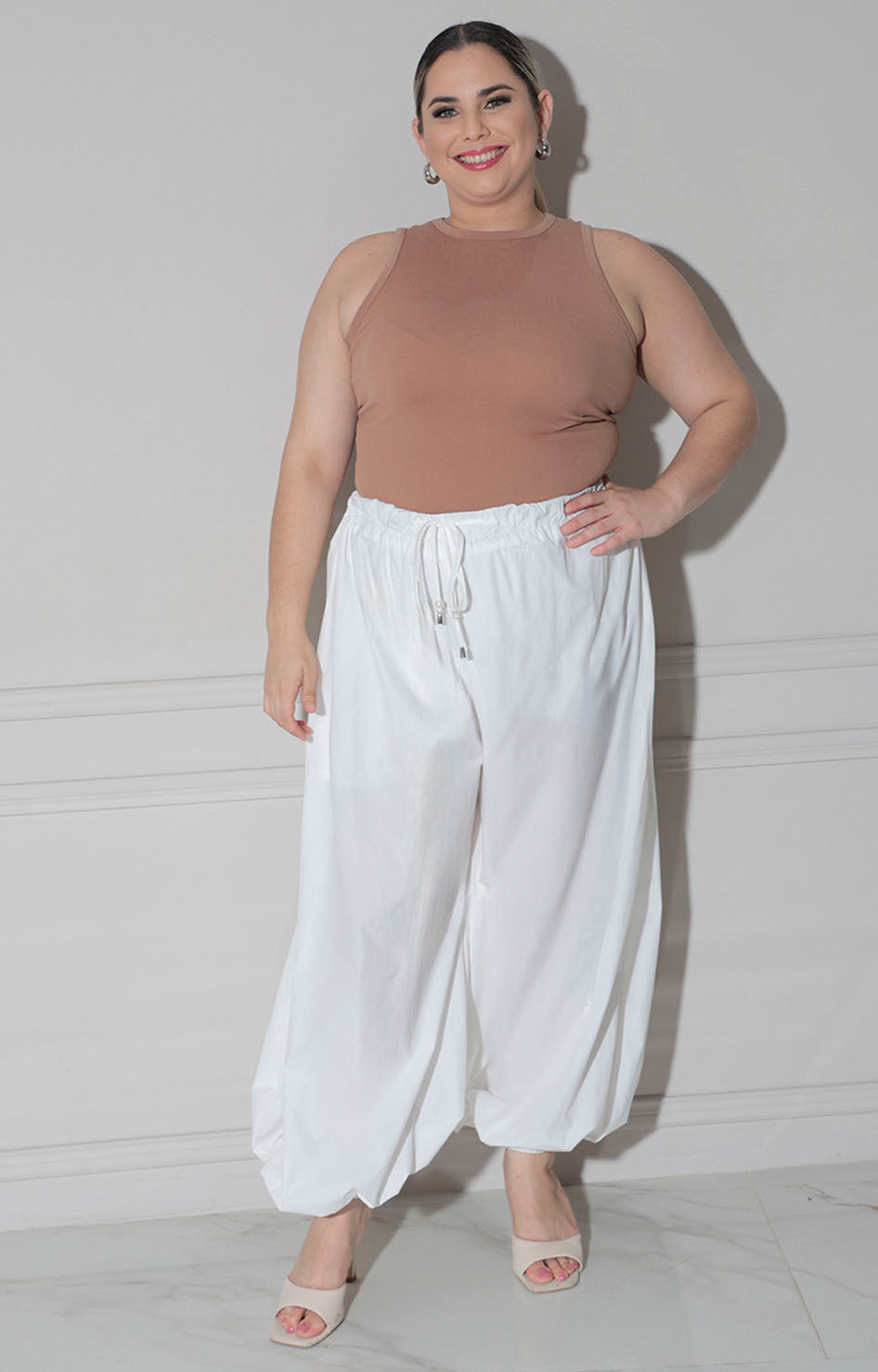 Pantalòn blanco tipo globo - PANTALON CURVY Boutiquemirel 
