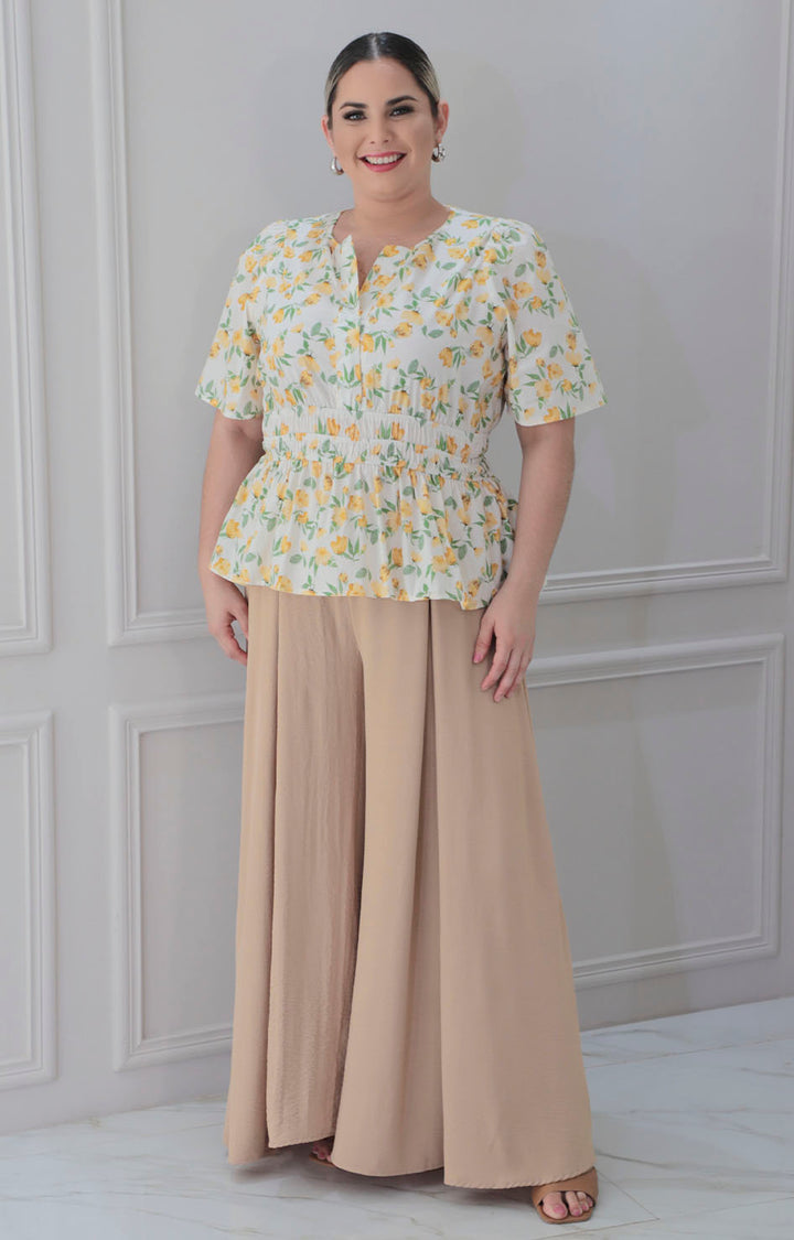 Blusa blanca con estampado de flores - BLUSA CURVY Boutiquemirel 
