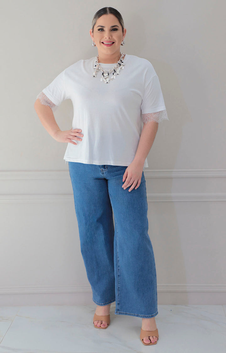 Blusa blanca con encaje - BLUSA CURVY Boutiquemirel 