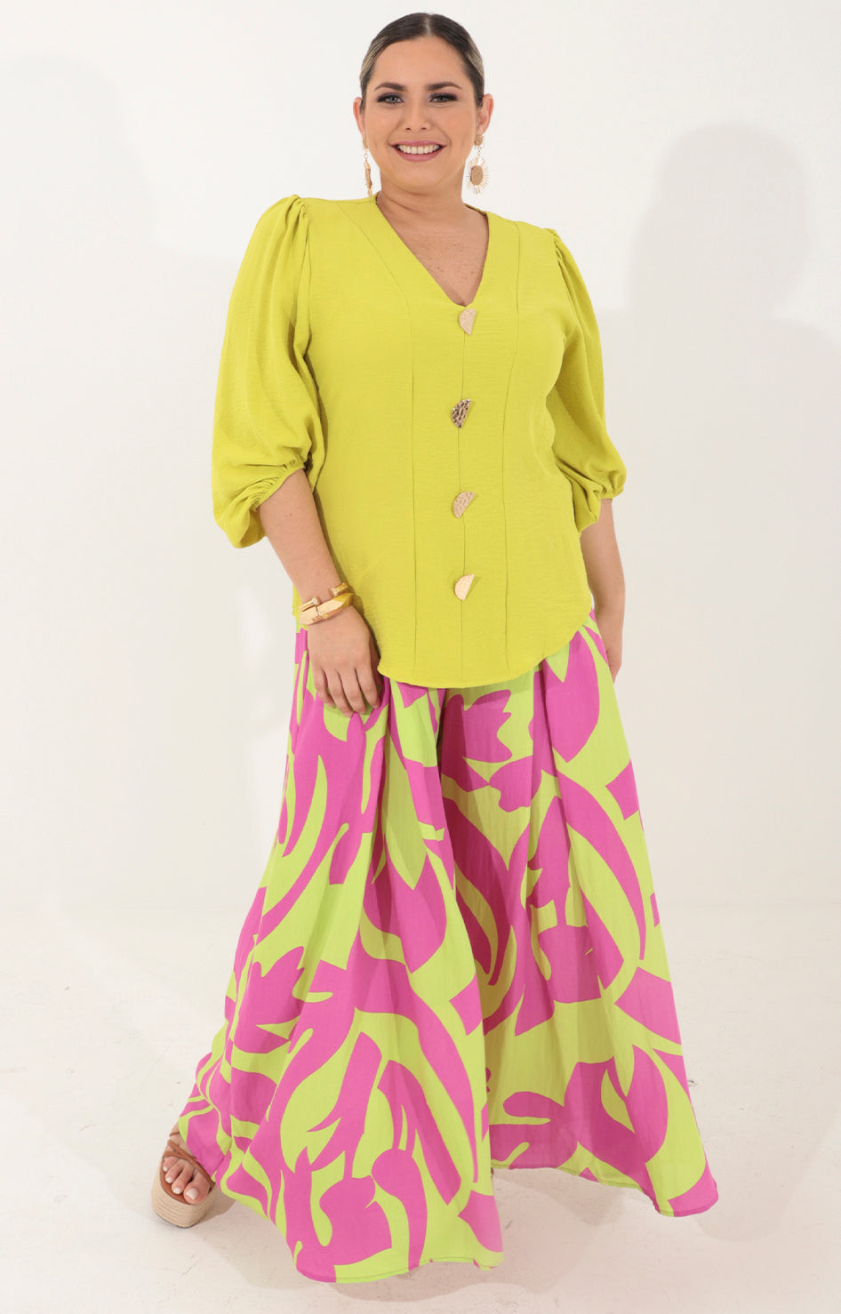 Pantalón verde limón con magenta - PANTALON Boutiquemirel 