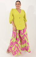 Pantalón verde limón con magenta - PANTALON Boutiquemirel 