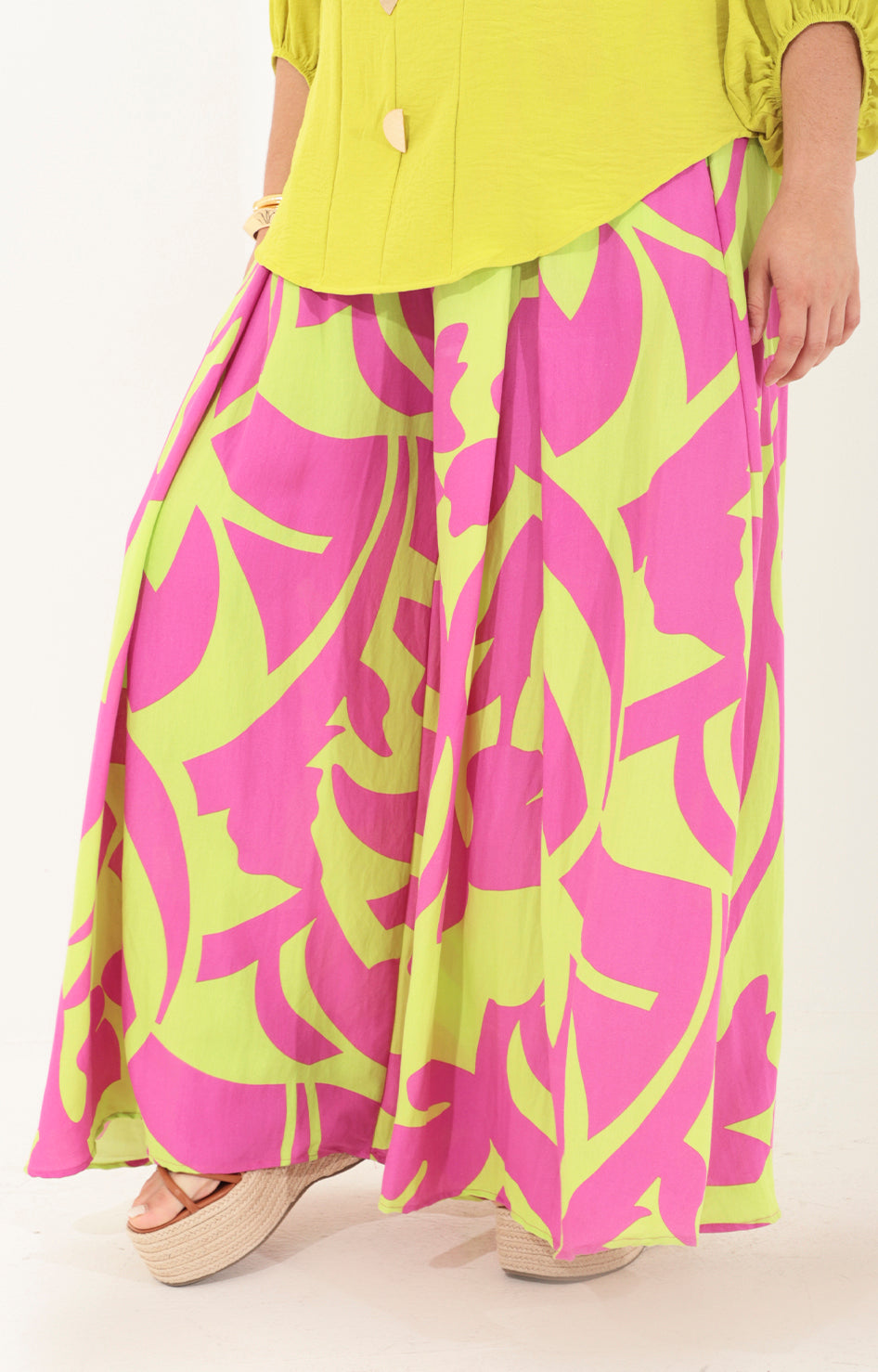 Pantalón verde limón con magenta - PANTALON Boutiquemirel 