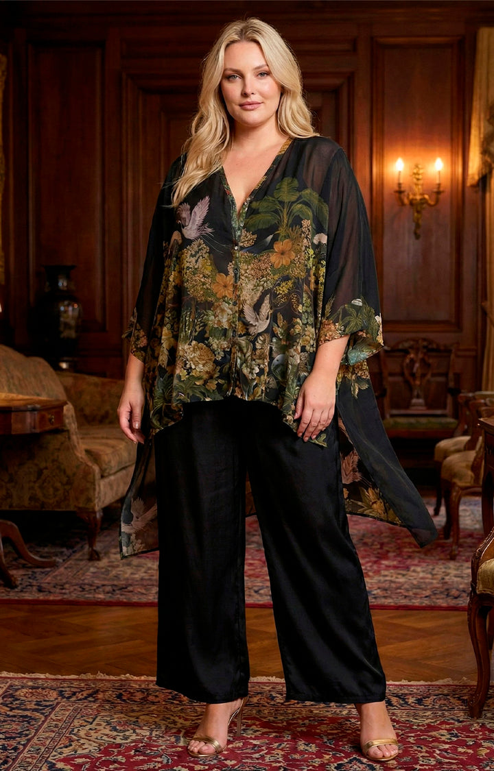 Conjunto negro estampado