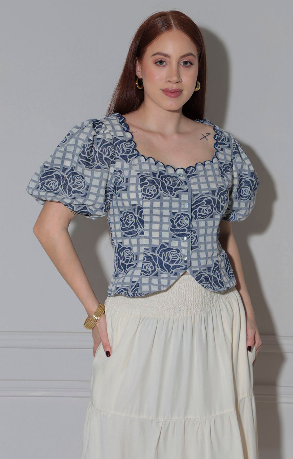 Blusa azul estampada - BLUSA REGULAR Boutiquemirel 