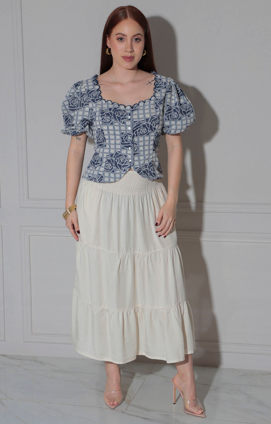 Blusa azul estampada - BLUSA REGULAR Boutiquemirel 