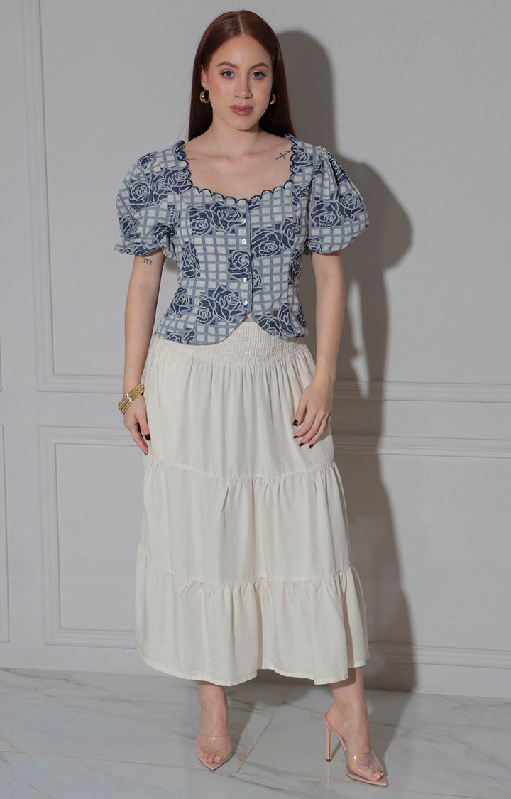 Blusa azul estampada - BLUSA REGULAR Boutiquemirel 