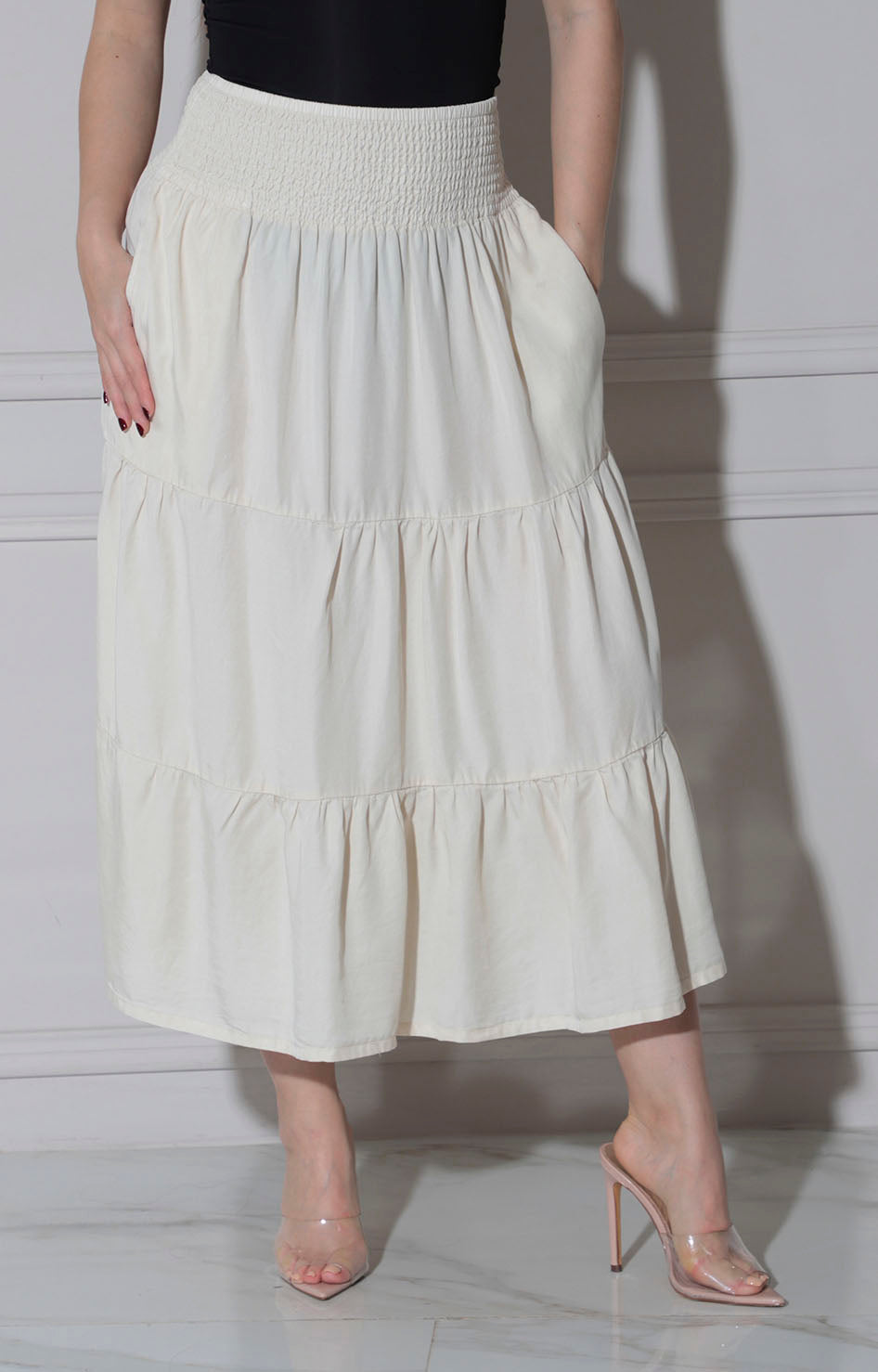 Falda beige con elàstico - FALDA MEZCLILLA REGULAR Boutiquemirel 