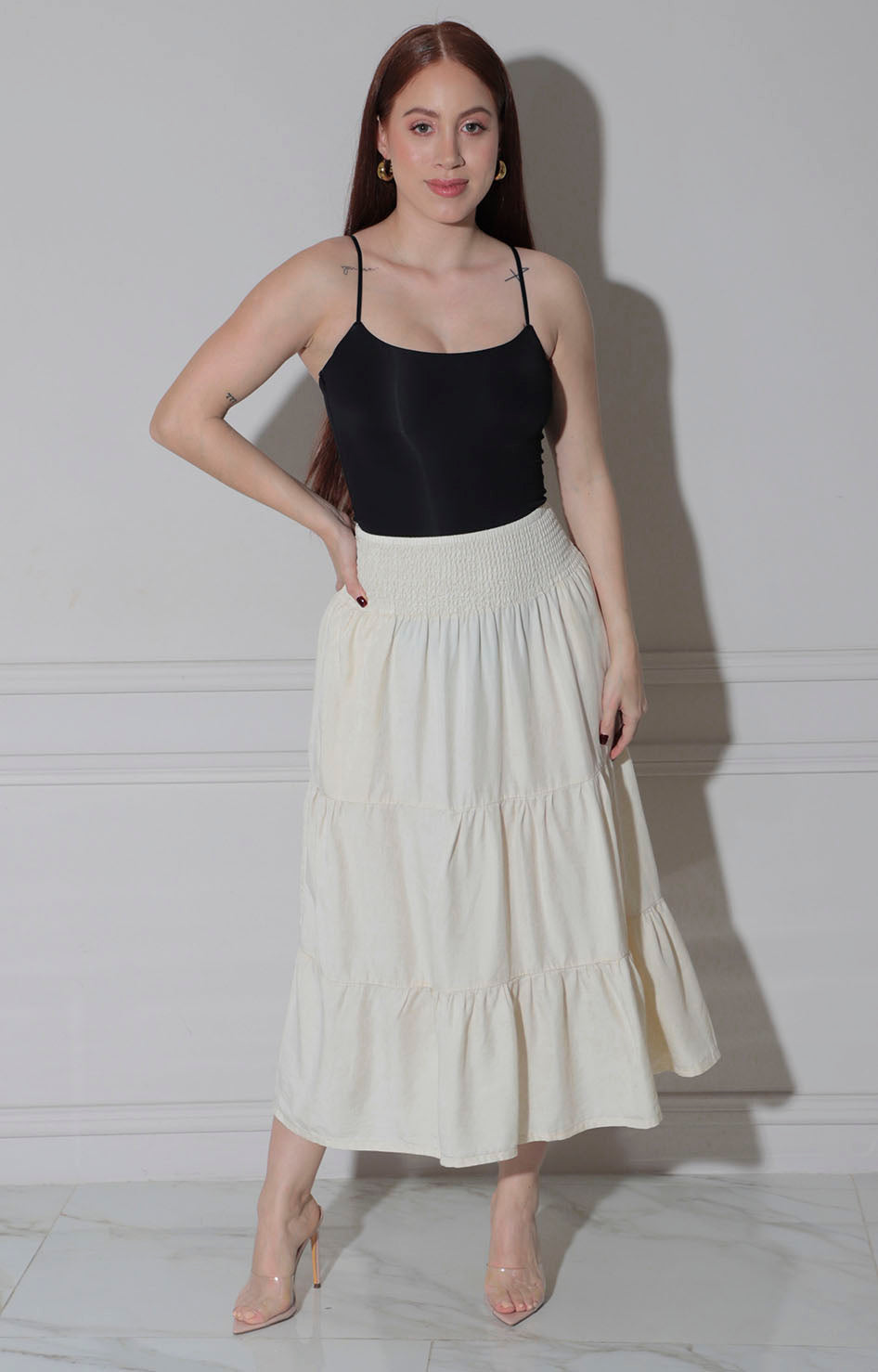 Falda beige con elàstico - FALDA MEZCLILLA REGULAR Boutiquemirel 