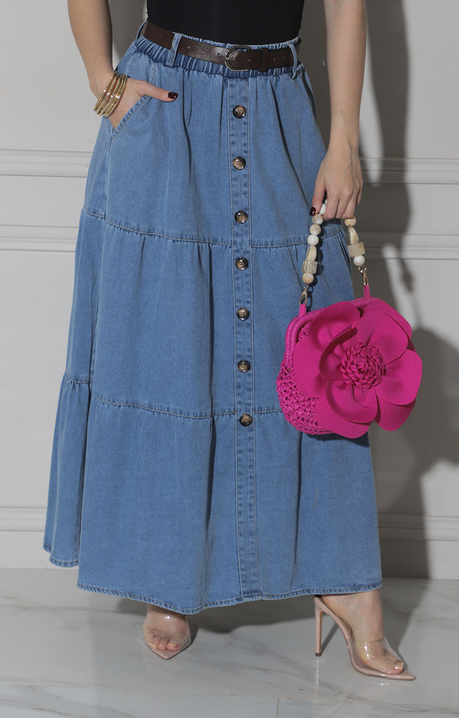Falda de denim con cinturón - FALDA Boutiquemirel 