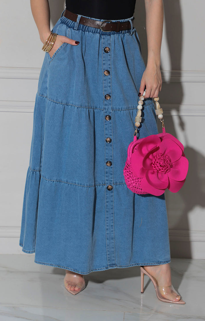 Falda de denim con cinturón - FALDA Boutiquemirel 