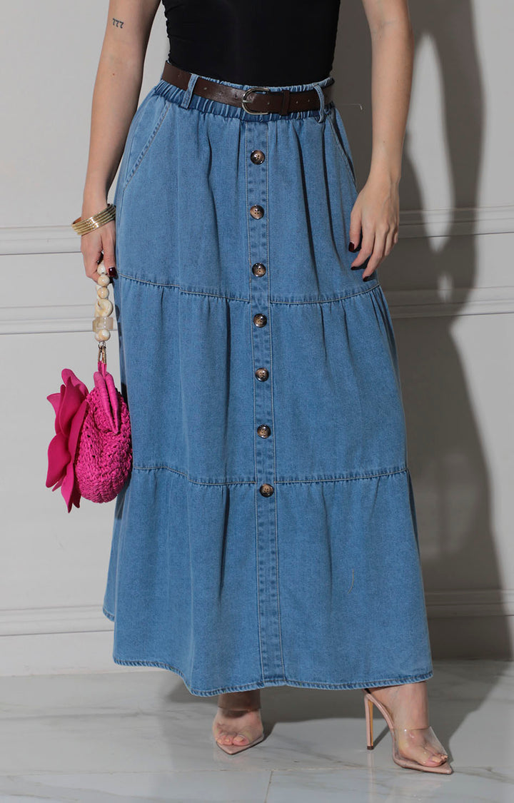 Falda de denim con cinturón - FALDA Boutiquemirel 