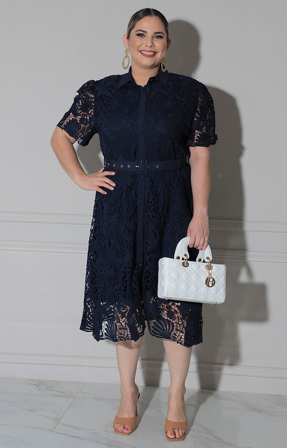 Vestido azul marino de guipiur - VESTIDO CORTO CURVY Boutiquemirel 