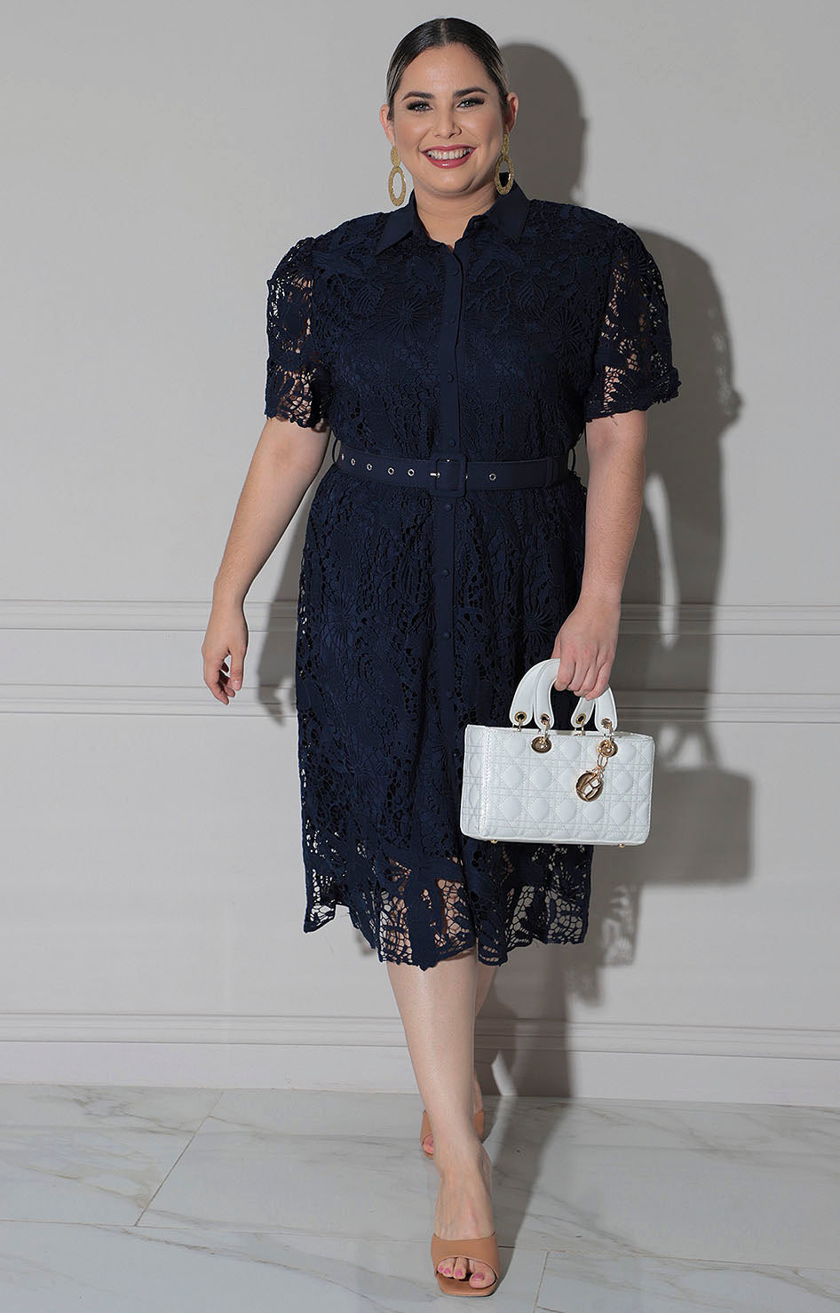 Vestido azul marino de guipiur - VESTIDO CORTO CURVY Boutiquemirel 