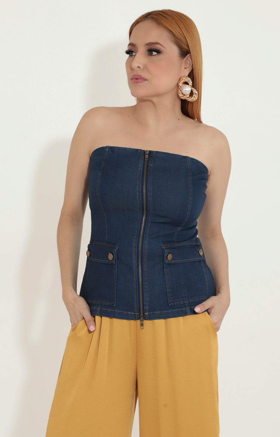 Blusa strapless denim - BLUSA Boutiquemirel 