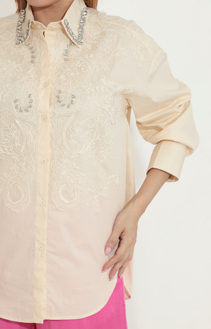 Camisera beige con brillos - BLUSA Boutiquemirel 