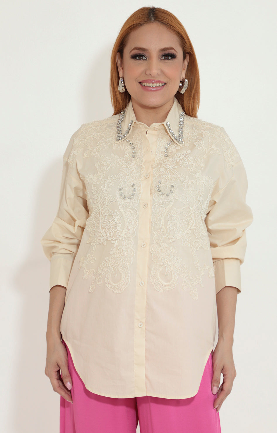 Camisera beige con brillos - BLUSA Boutiquemirel 