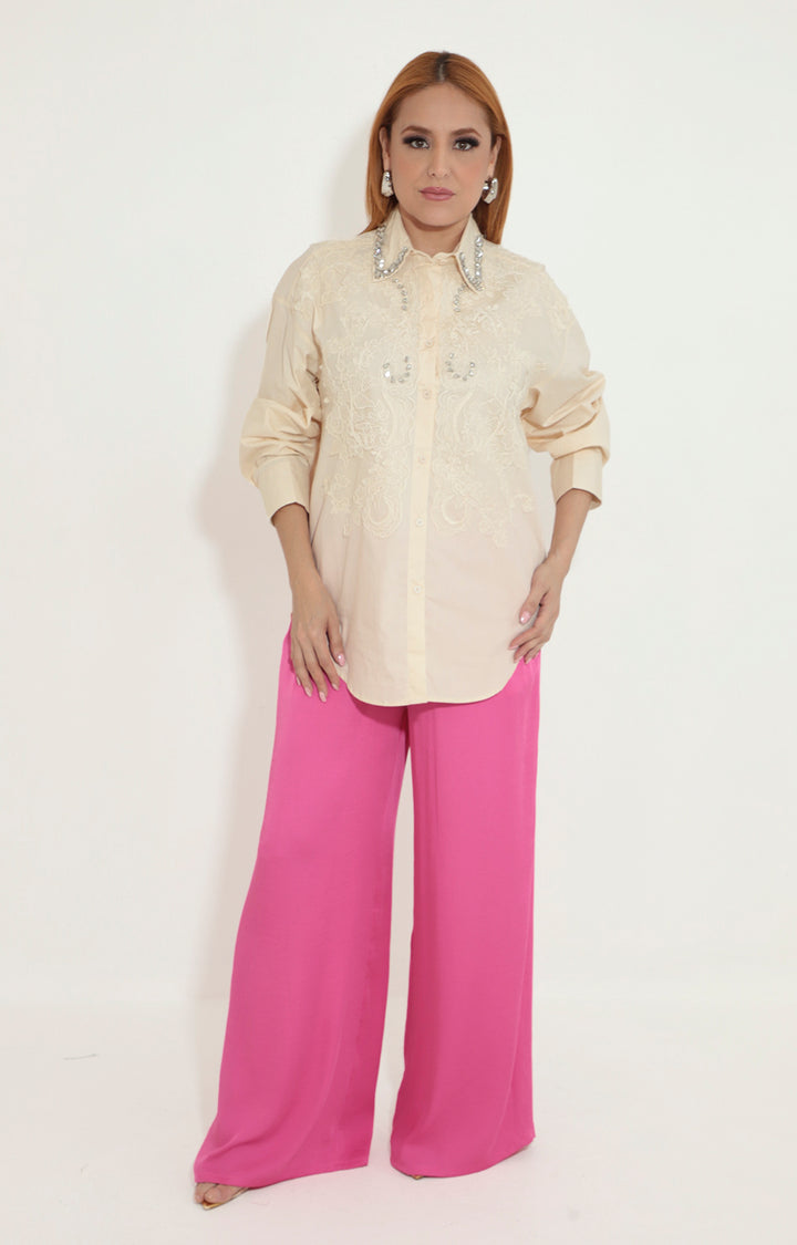 Camisera beige con brillos - BLUSA Boutiquemirel 