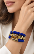 Set de pulseras elásticas con acentos dorados