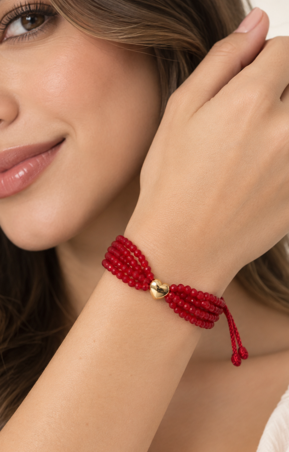 Pulsera de cuentas blancas con ajuste de cordón