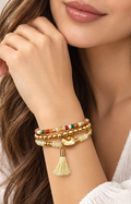 Set boho de pulseras de cuentas con borla