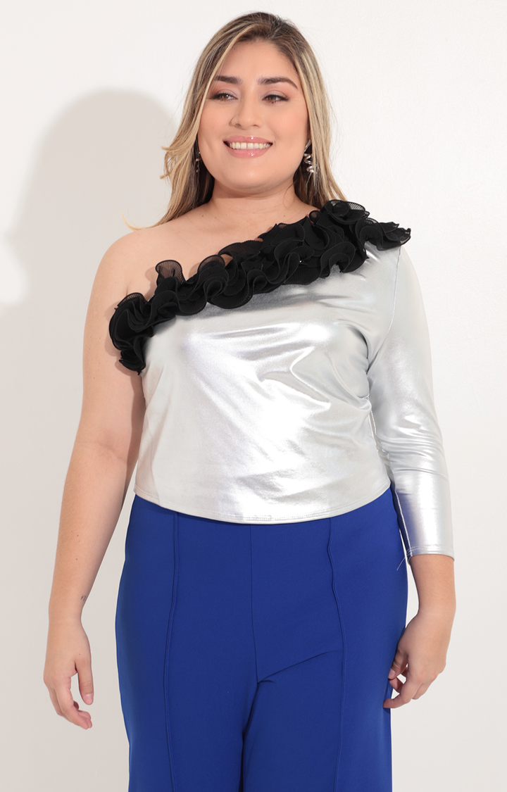 Blusa plata de un hombro - BLUSA Boutiquemirel 