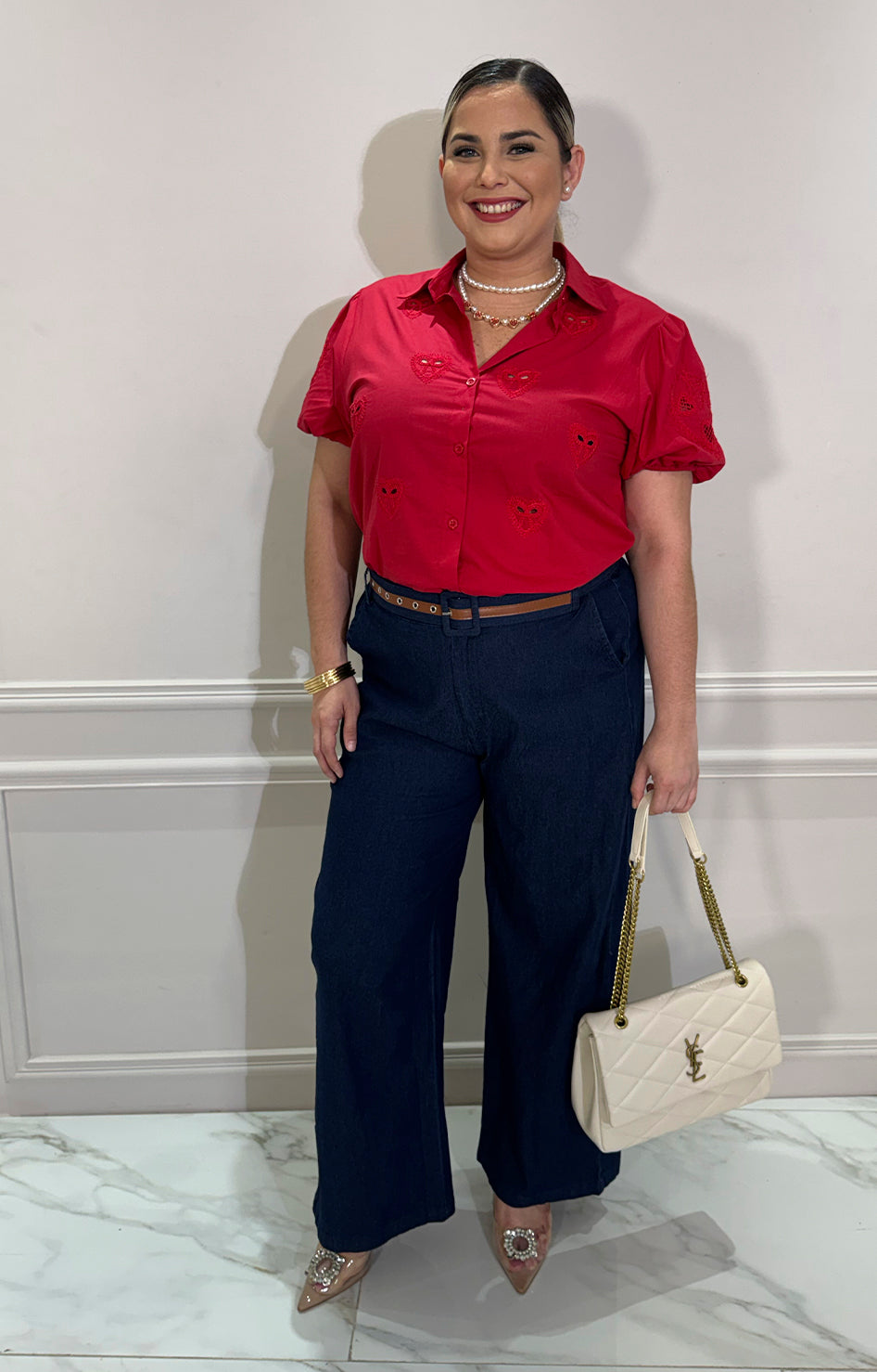 Blusa roja con bordado - BLUSA CURVY Boutiquemirel 