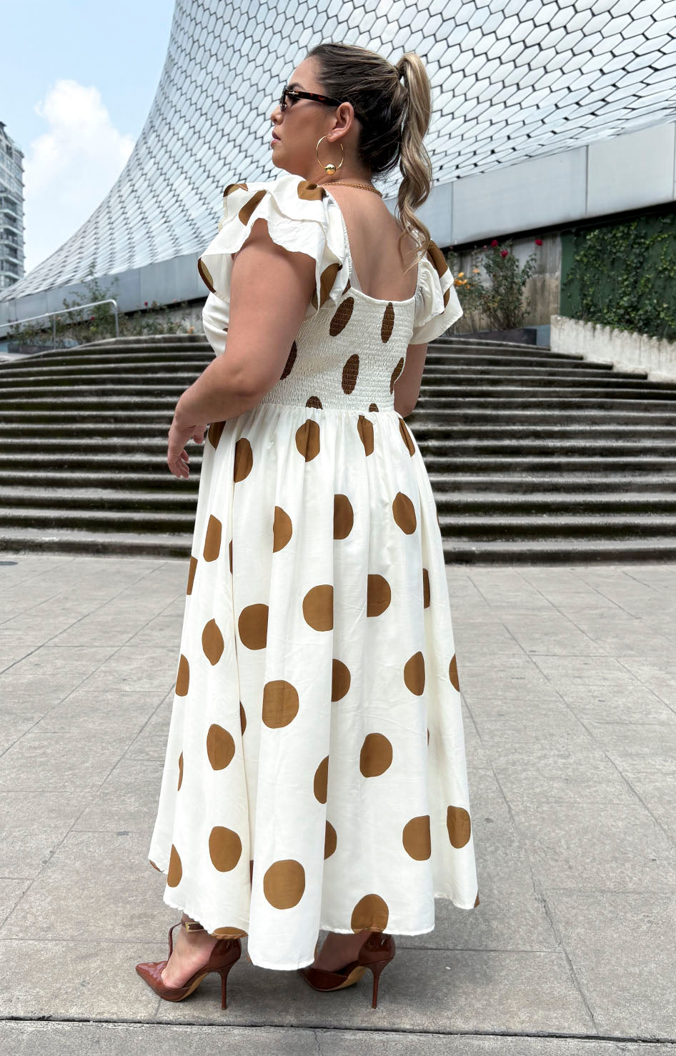 Vestido beige polka-dots - VESTIDO XL Boutiquemirel 