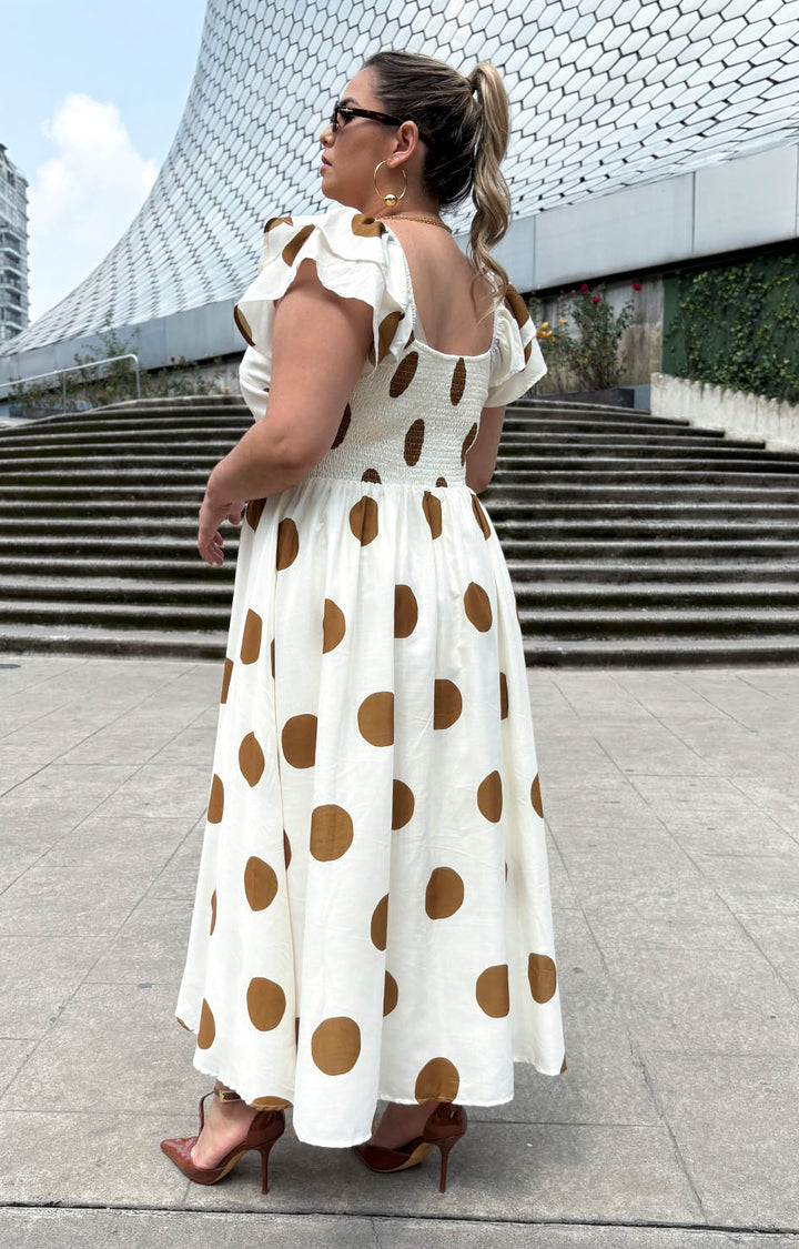 Vestido beige polka-dots - VESTIDO XL Boutiquemirel 