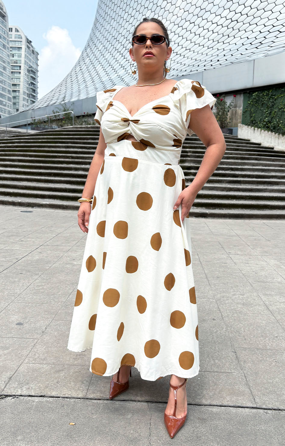 Vestido beige polka-dots - VESTIDO XL Boutiquemirel 