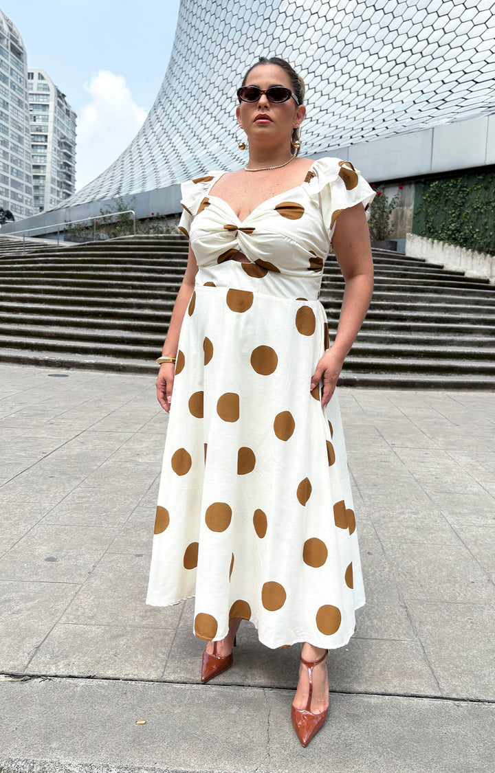 Vestido beige polka-dots - VESTIDO XL Boutiquemirel 