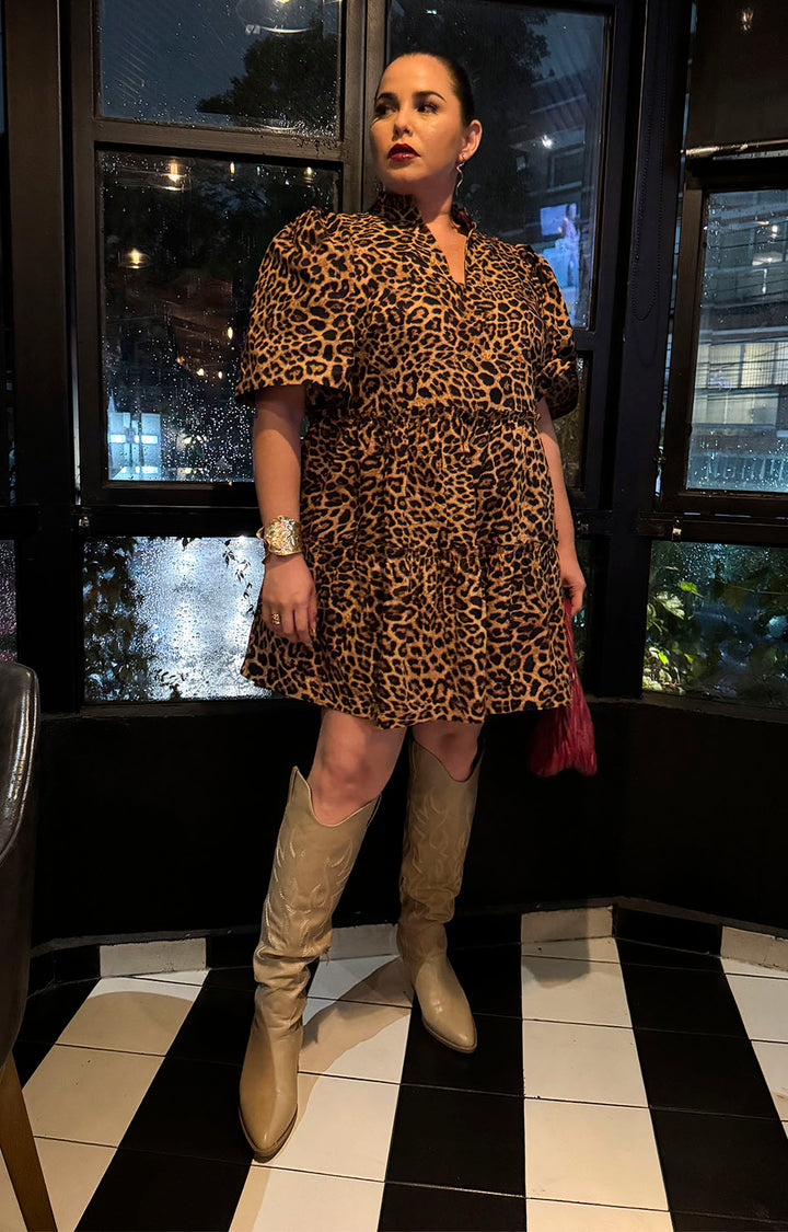 Vestido café estampado - VESTIDO XL Boutiquemirel 