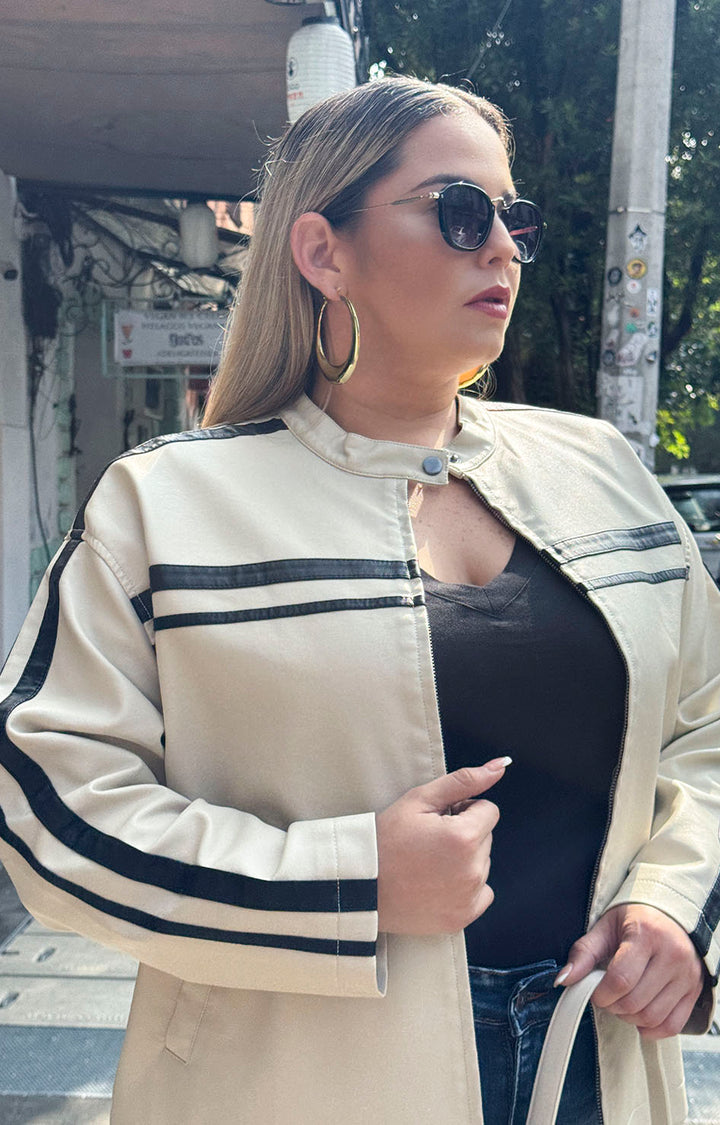 Chamarra beige en vinipiel - CHAMARRA XL Boutiquemirel 