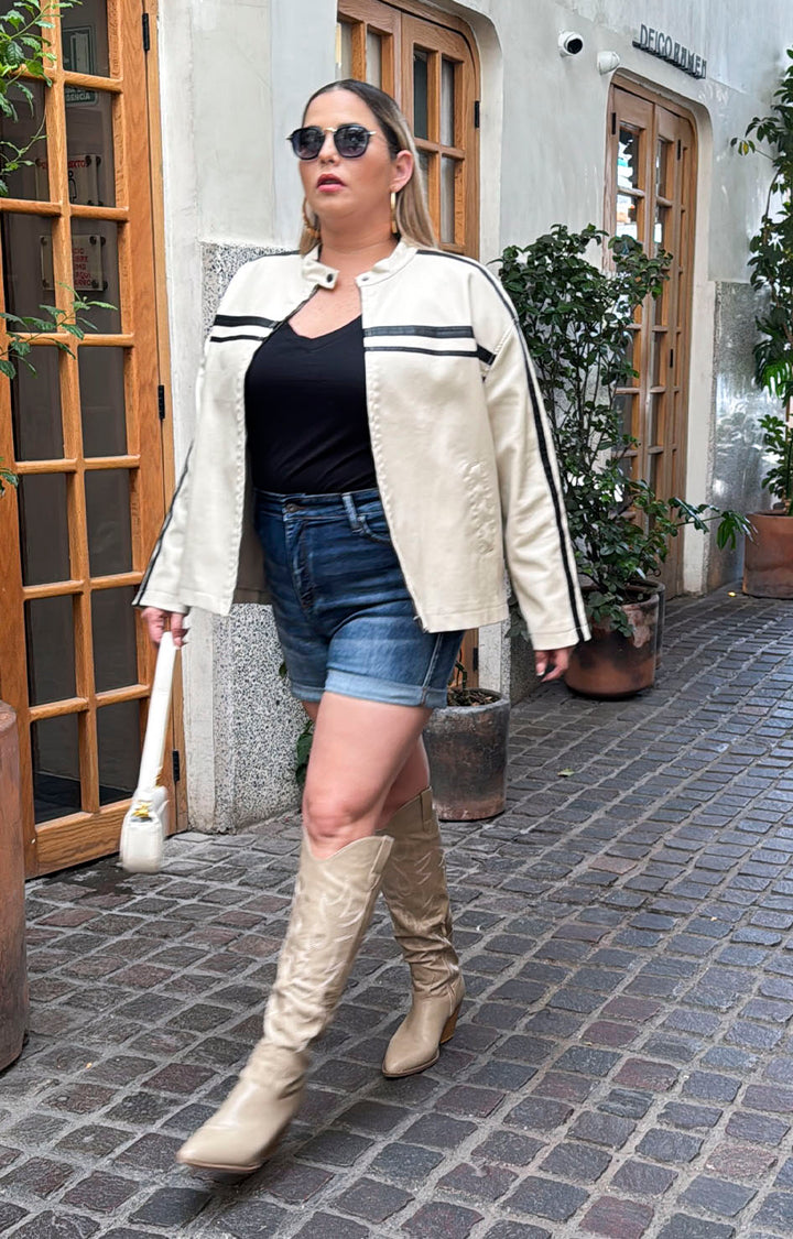 Chamarra beige en vinipiel - CHAMARRA XL Boutiquemirel 