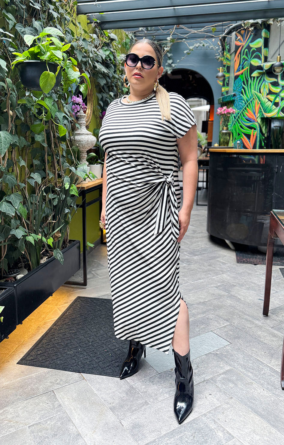 Vestido blanco con líneas - VESTIDO XL Boutiquemirel 