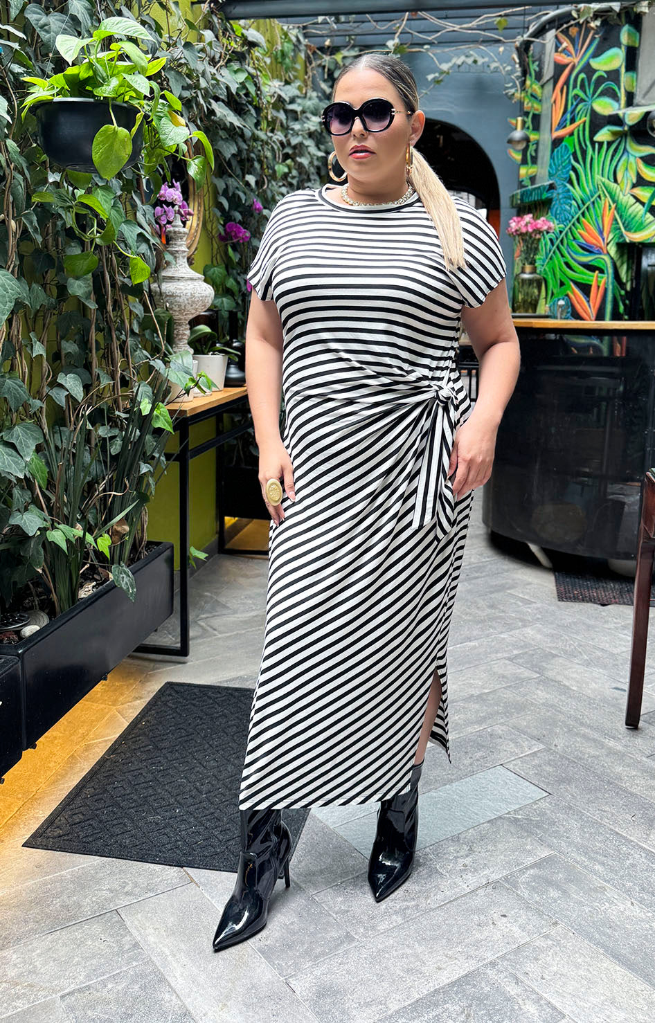 Vestido blanco con líneas - VESTIDO XL Boutiquemirel 