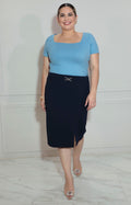 Falda azul con cinturon - FALDA Boutiquemirel 