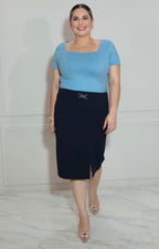 Falda azul con cinturon - FALDA Boutiquemirel 
