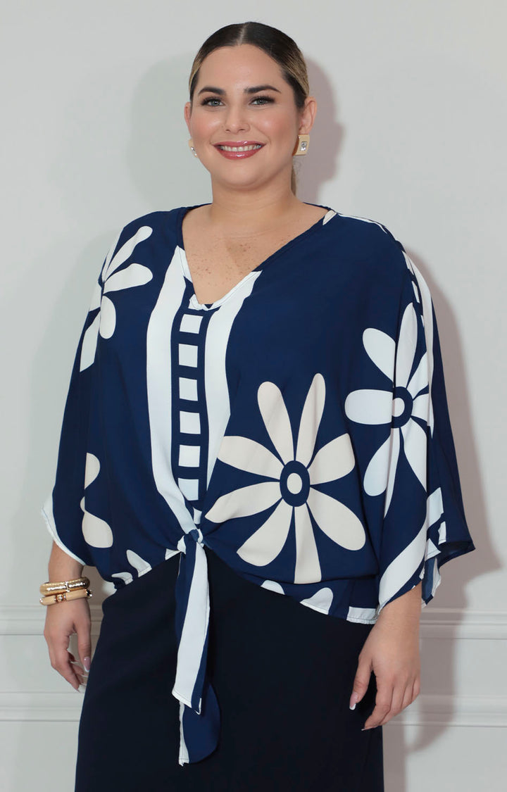 Blusa azul con flores - BLUSA XL Boutiquemirel 