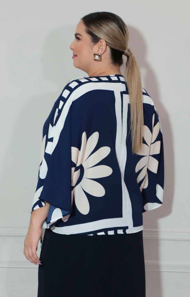 Blusa azul con flores - BLUSA XL Boutiquemirel 