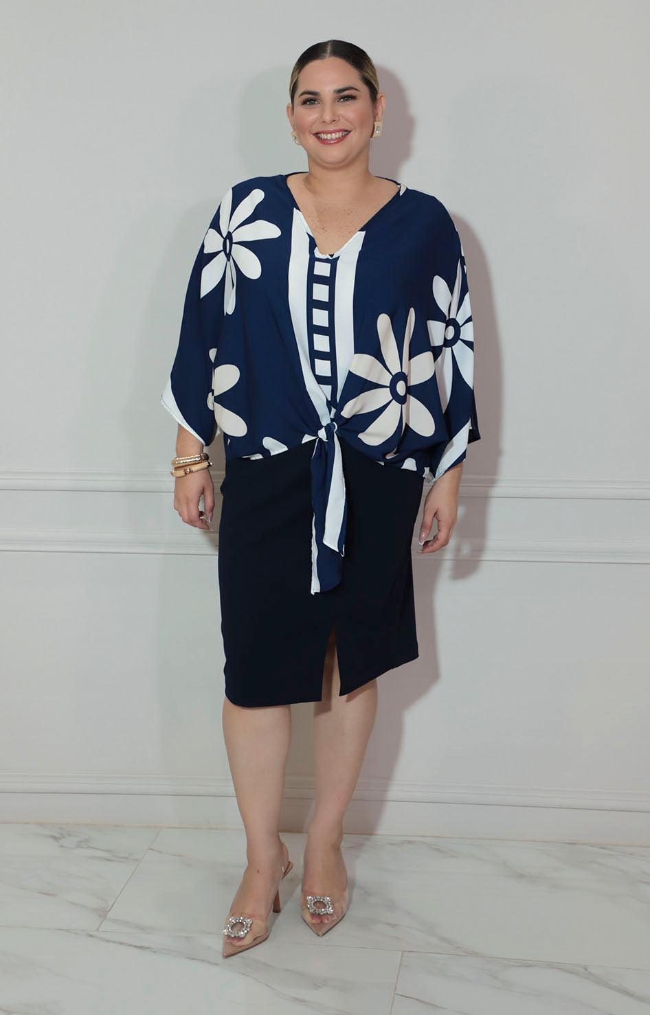 Blusa azul con flores - BLUSA XL Boutiquemirel 