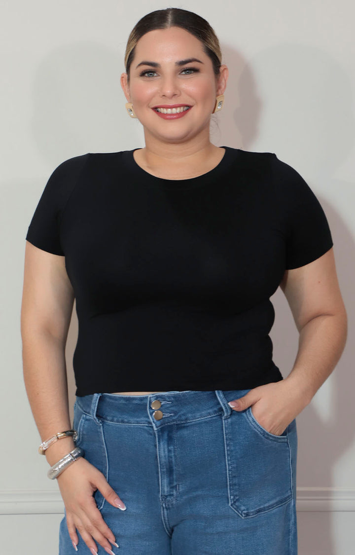 Blusa básica negra licra - BLUSA XL Boutiquemirel 