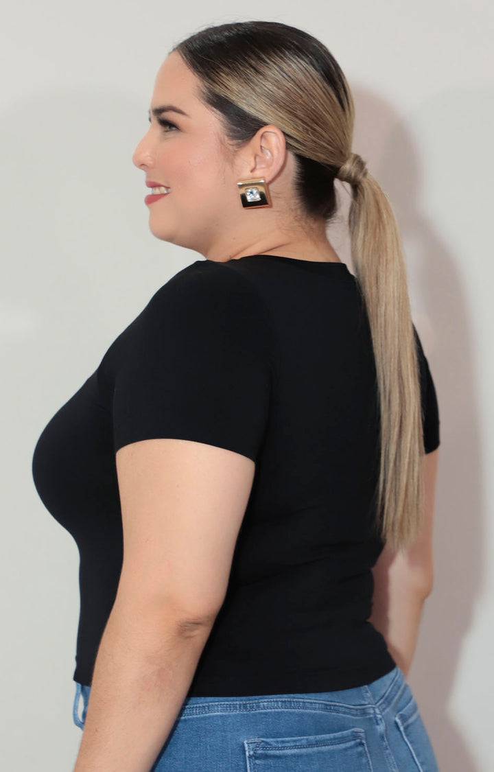Blusa básica negra licra - BLUSA XL Boutiquemirel 