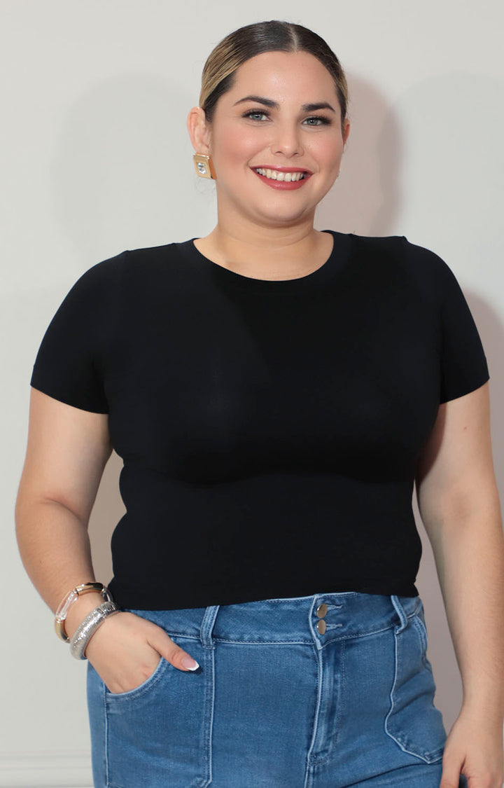 Blusa básica negra licra - BLUSA XL Boutiquemirel 