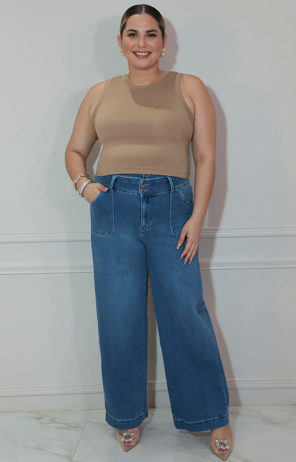 Blusa café corta sin mangas - BLUSA Boutiquemirel 