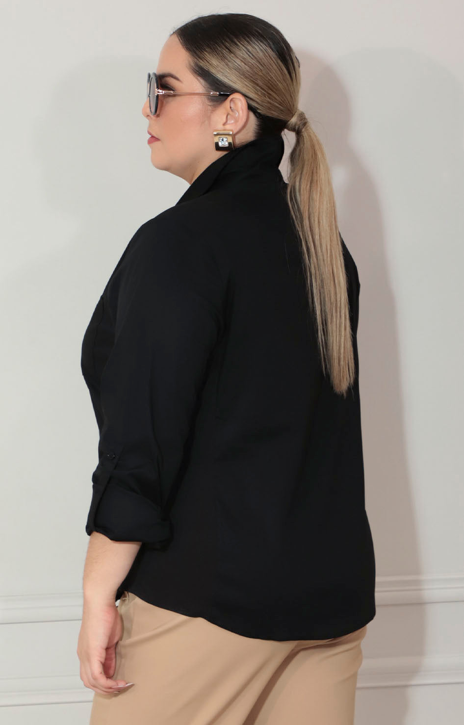 Blusa negra de manga larga y botones - BLUSA XL Boutiquemirel 