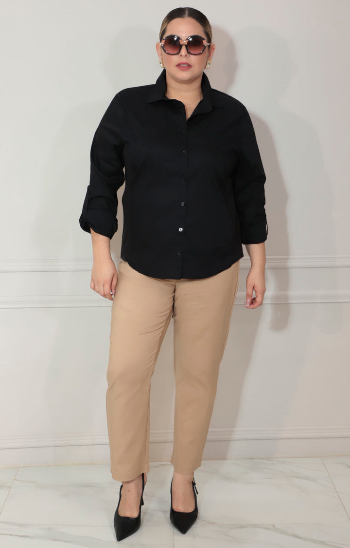 Blusa negra de manga larga y botones - BLUSA XL Boutiquemirel 